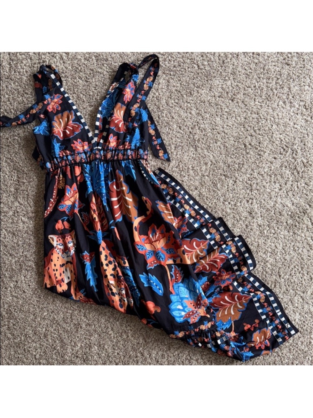 SHEIN printed leopard tie strap maxi size medium